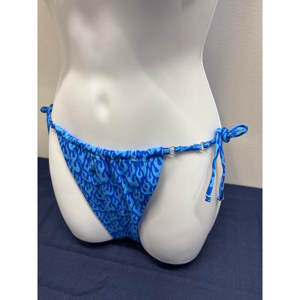 Blue halter strings two piece swimsuit women’s size small strap tie new - Picture 3 of 10